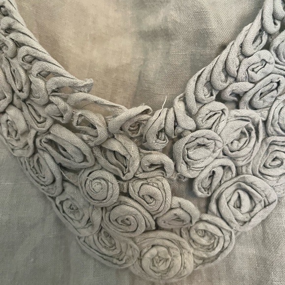 LUNGO L’ARNO 100% Linen Made in Italy Shift Dress Green/Gray Women’s Large - Picture 3 of 9